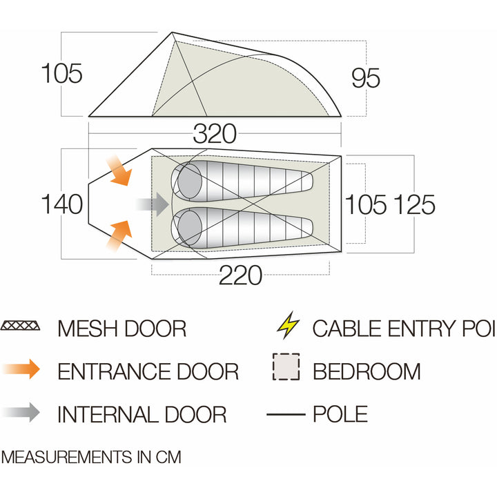 Vango Helvellyn 200 2 Man Backpacking Tent Floorplan