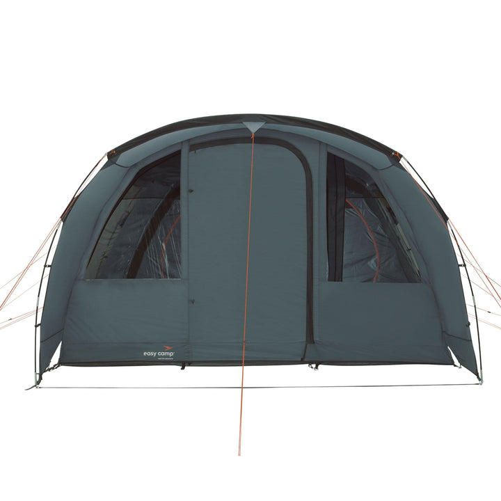 Easy Camp Skarvan 5 man tent front view with closed doors, displaying the sturdy structure and weather-resistant fabric.