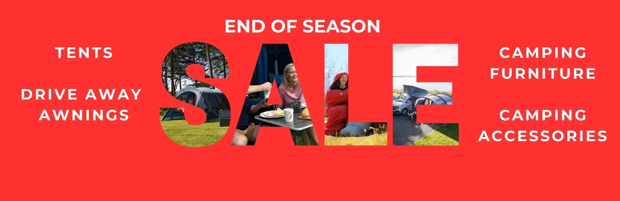 Camping Sale - Sale prices on tents, drive away awnings, camping furniture and camping accessories.