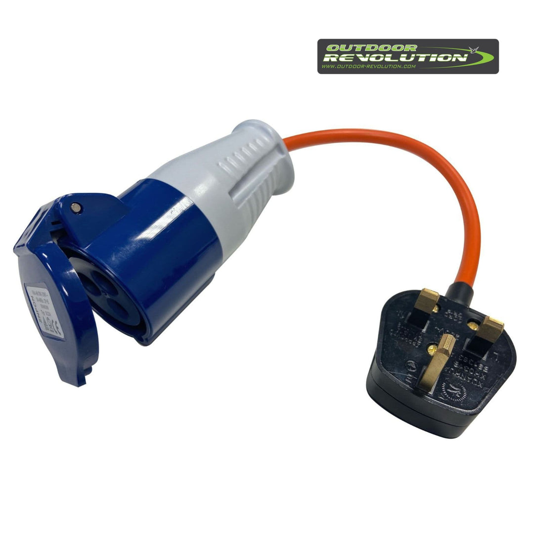 UK Mains Adaptor 13 Amp Plug to Caravan Mains Socket