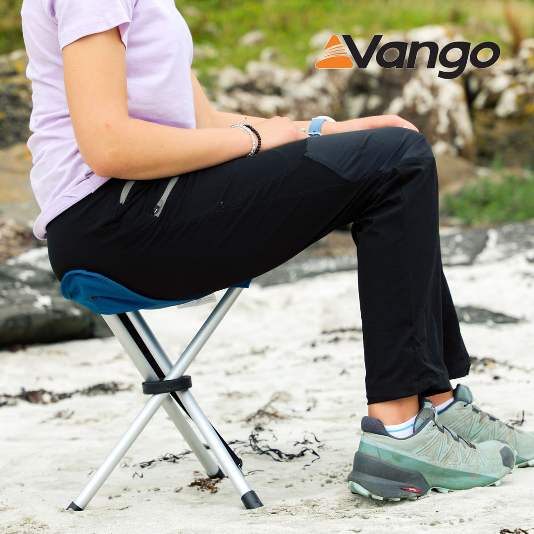Vango Balmoral Aluminium Stool Being Sat On