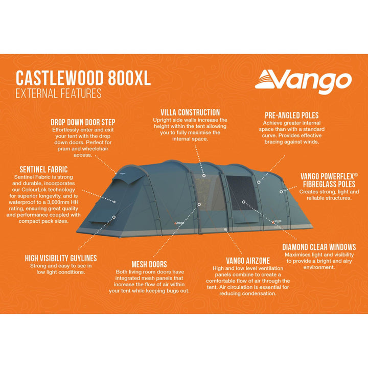 Vango Castlewood 800XL Poled Tent External Features
