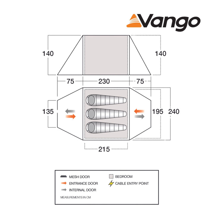 Vango Classic Instant 300 Tent - Orange 2024 Floorplan