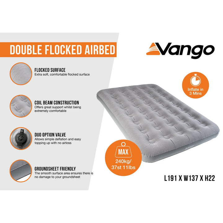 Vango Double Flocked Airbed Infographic