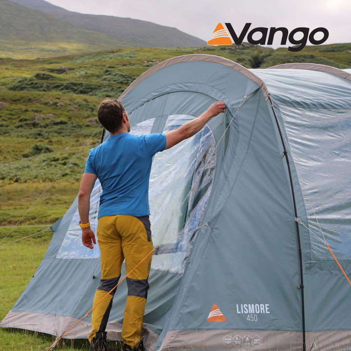 Vango Lismore 450 Poled Tent being zipped closed