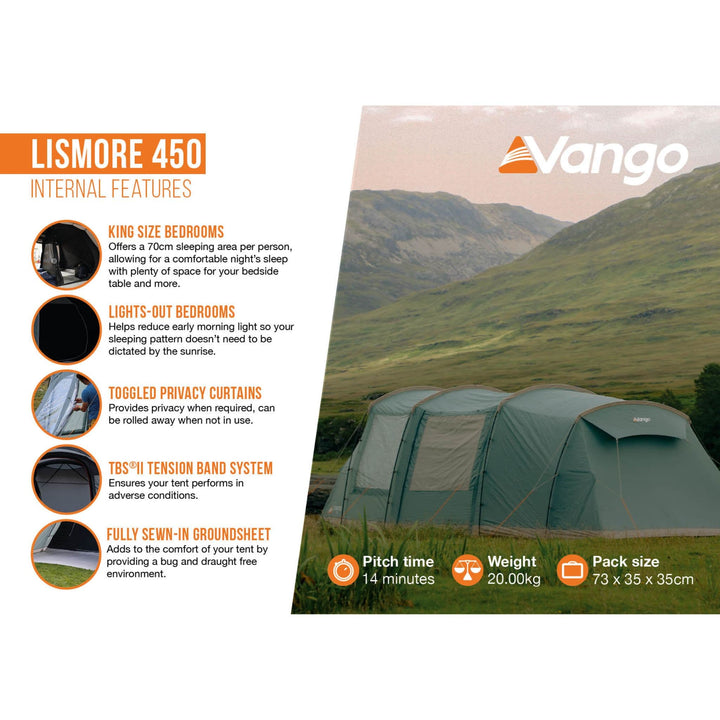 Vango Lismore 450 Poled Tent Internal features