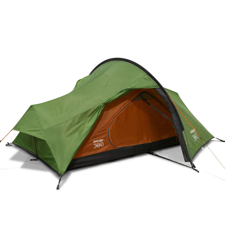 Side view of the Vango Nevis 300 tent, ideal for trekking and lightweight backpacking trips with its small pack size.