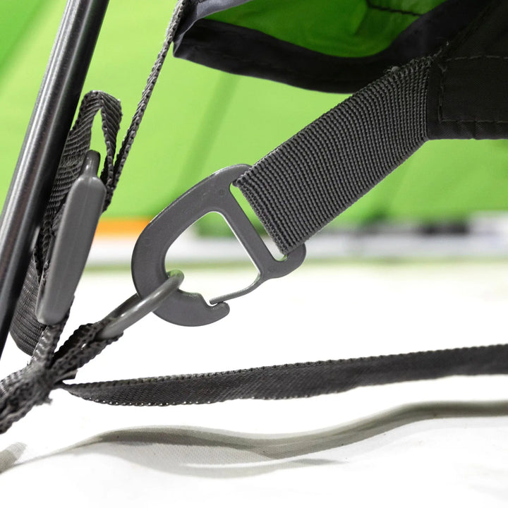Close-up of the Vango Scafell 200 Tent's hooks, ensuring a secure setup for trekking and outdoor use.