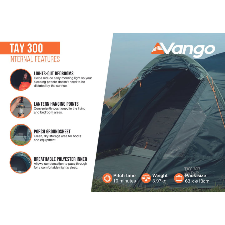 Vango Tay 300 Poled 3 Man Tent Internal Features