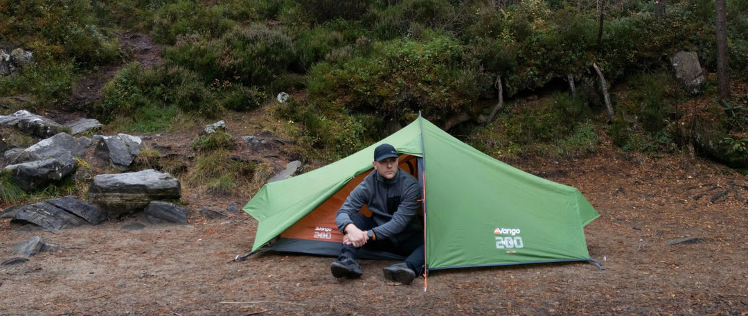 Vango 2 man tent pitched in woodland.