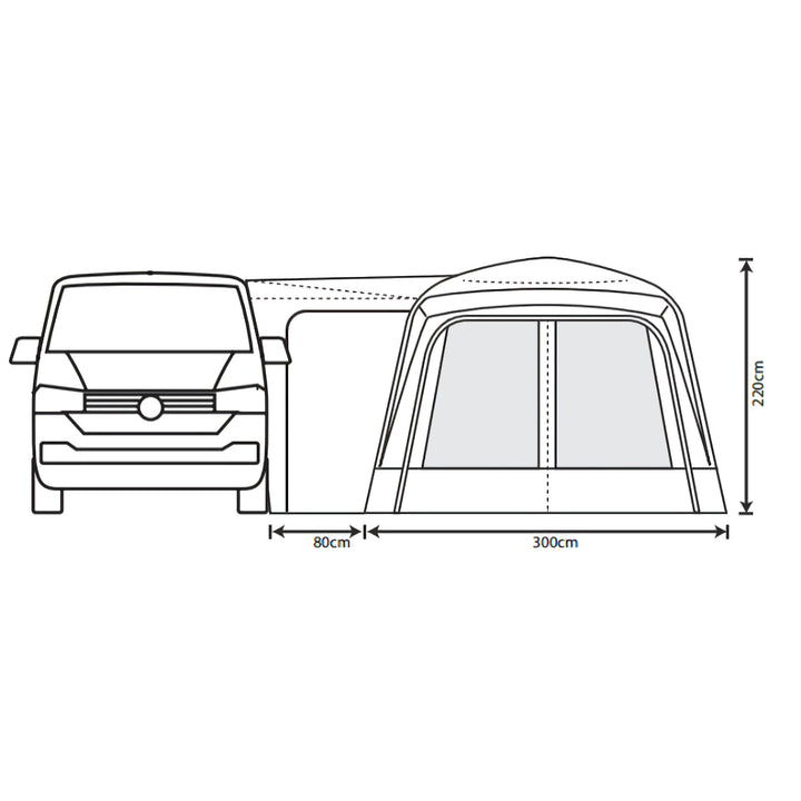 Outdoor Revolution Cayman Air High Drive Away Awning (255-305)  Dimensions