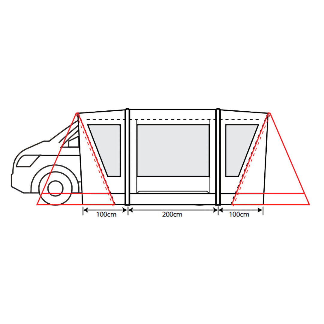 Outdoor Revolution Cayman Combo Air Mid Drive Away Awning Side Dimensions