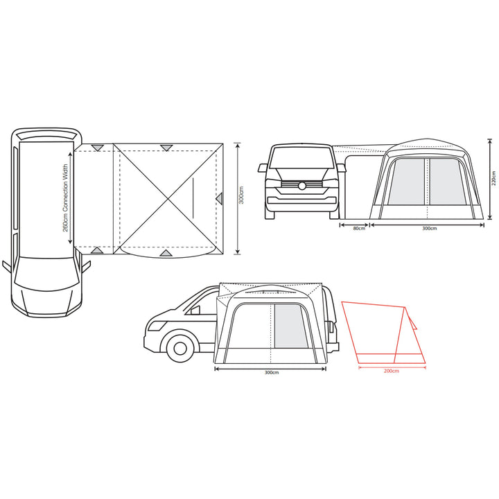 Outdoor Revolution Cayman FG Poled Drive Away Awning Dimensions