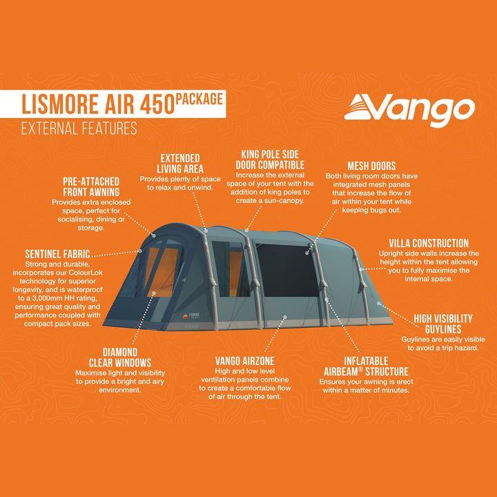 Vango AirBeam Lismore Air 450 Tent External features