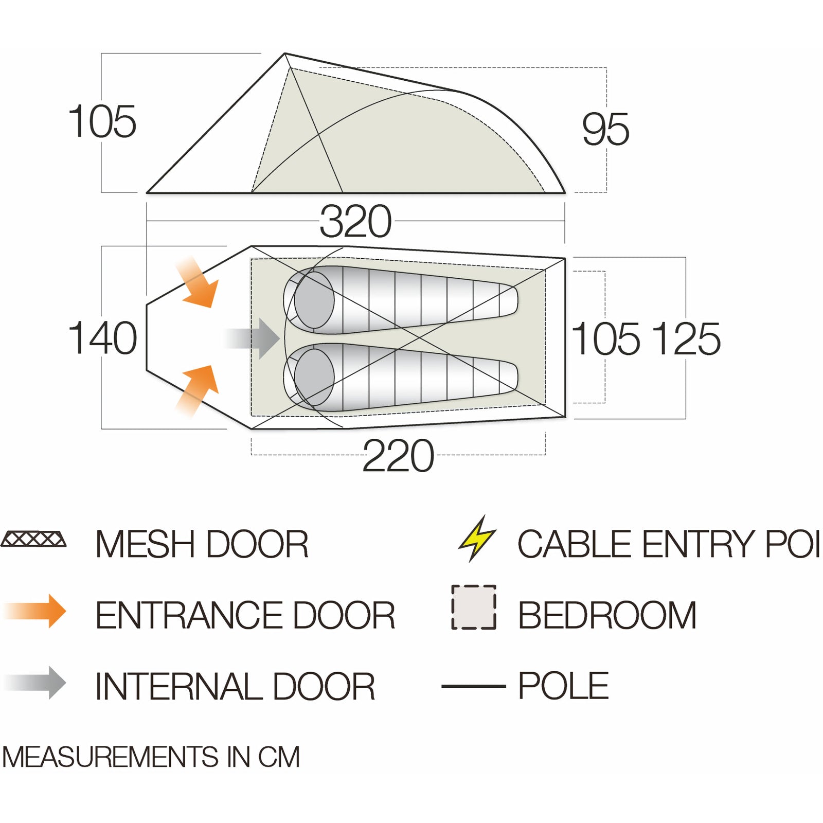 Vango Helvellyn 200 2 Man Backpacking Tent Floorplan