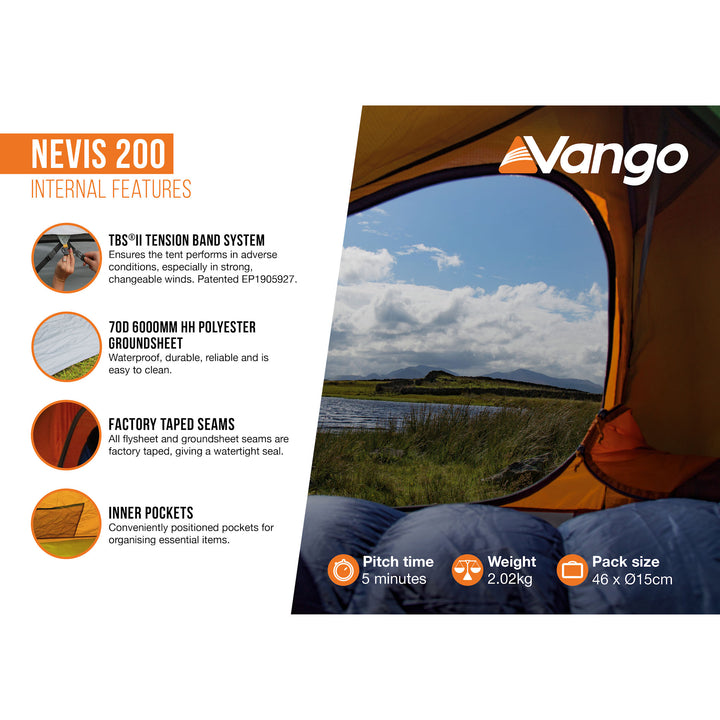 Vango Nevis 200 backpacking Tent Internal features