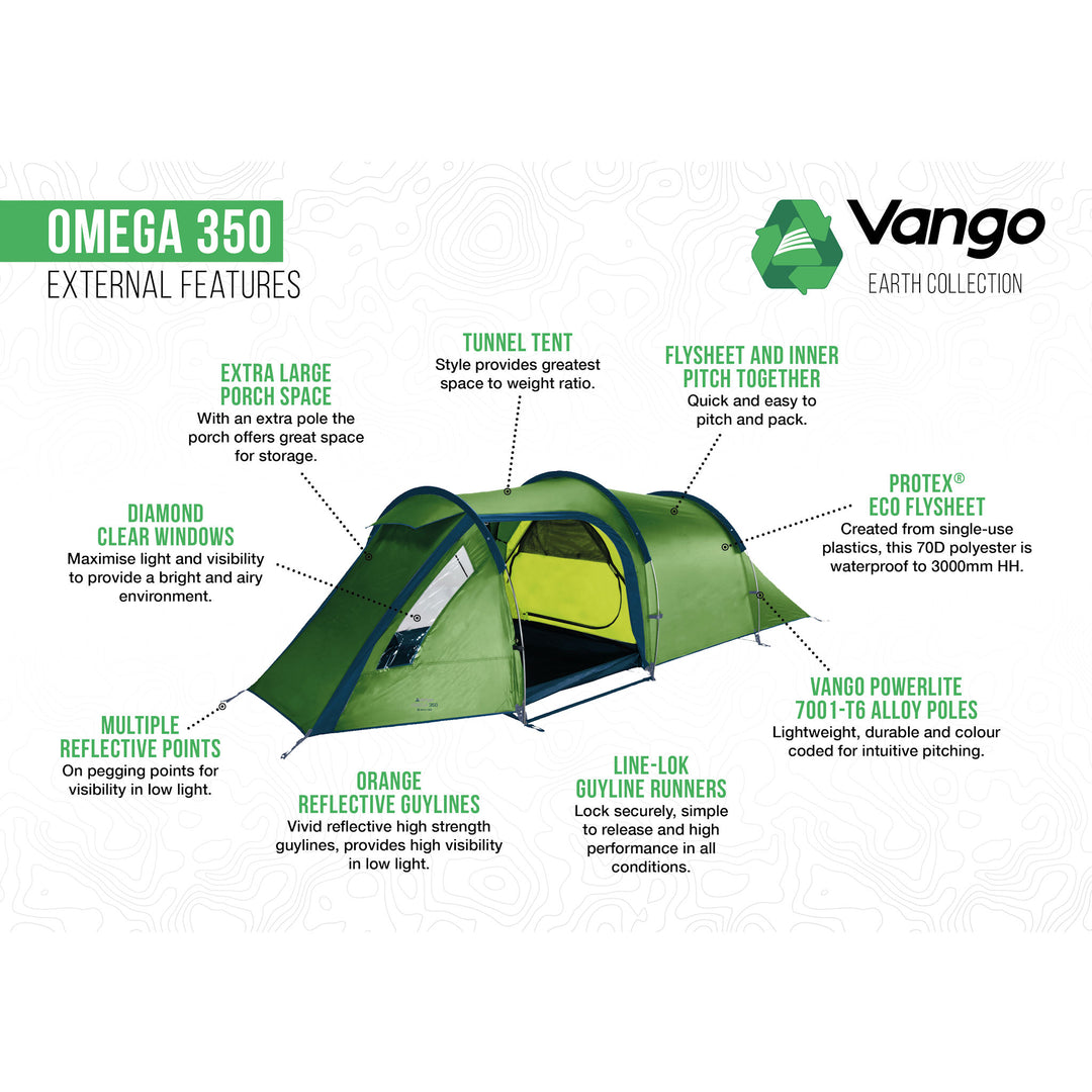 Vango Omega 350 3 man backpacking tent External features