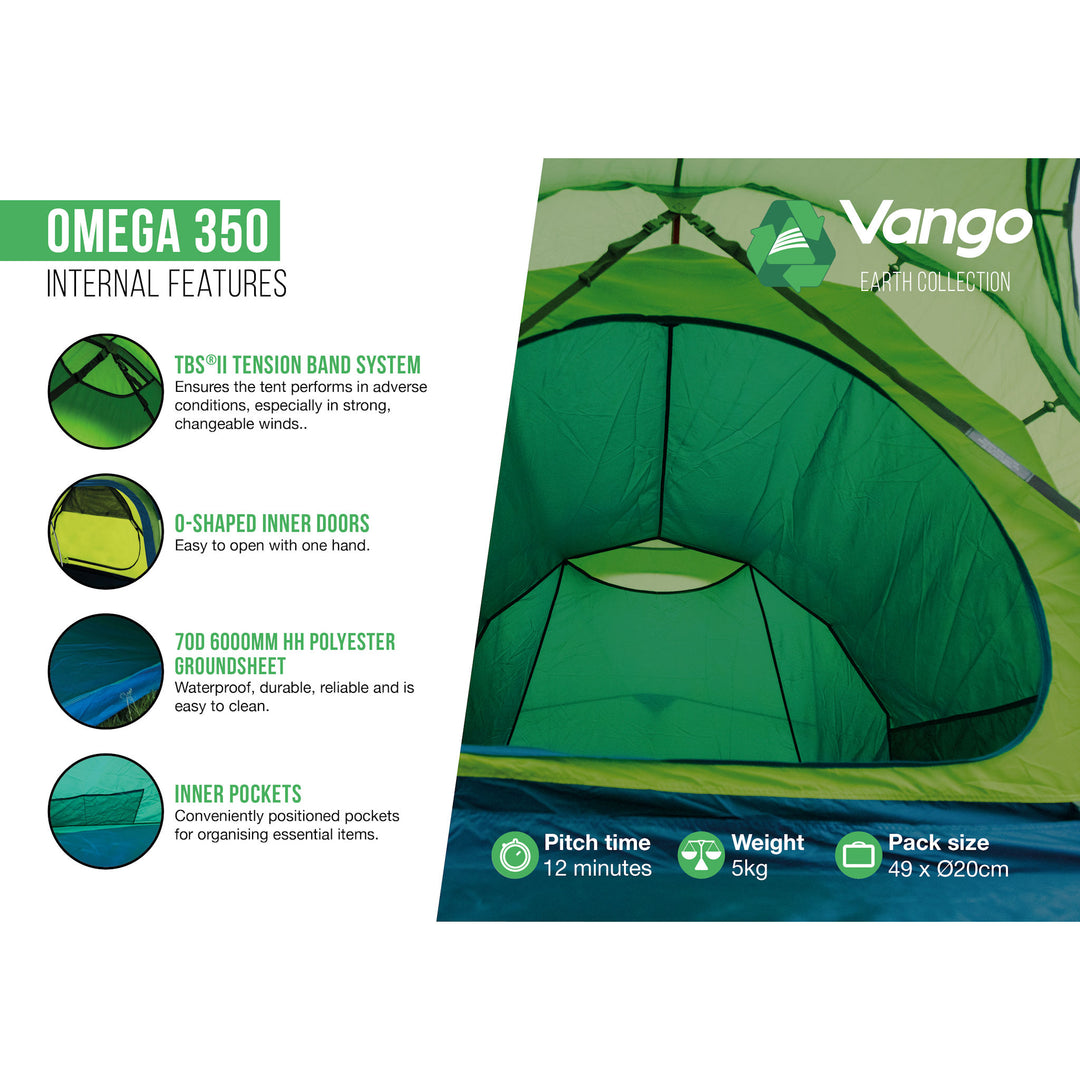 Vango Omega 350 3 man backpacking tent Internal features