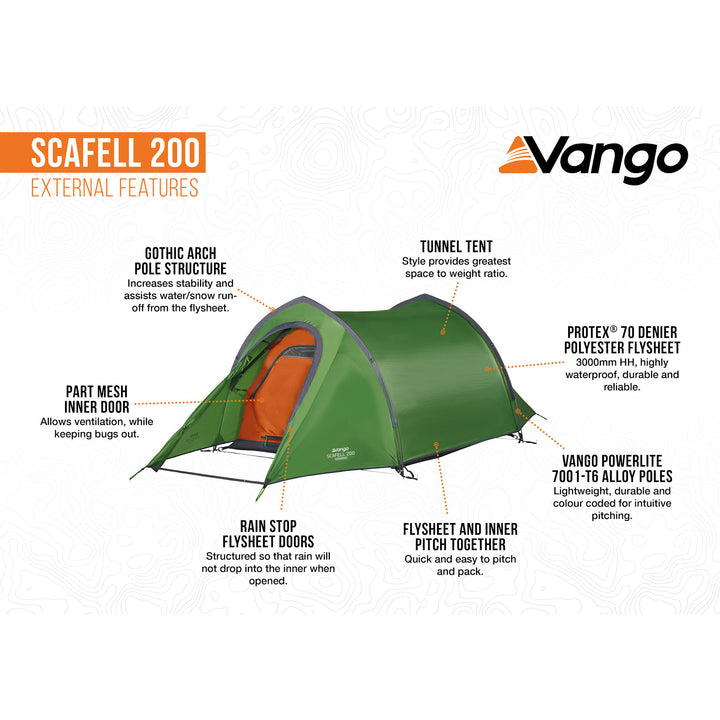 Vango Scafell 200 Back packing Tent External Features