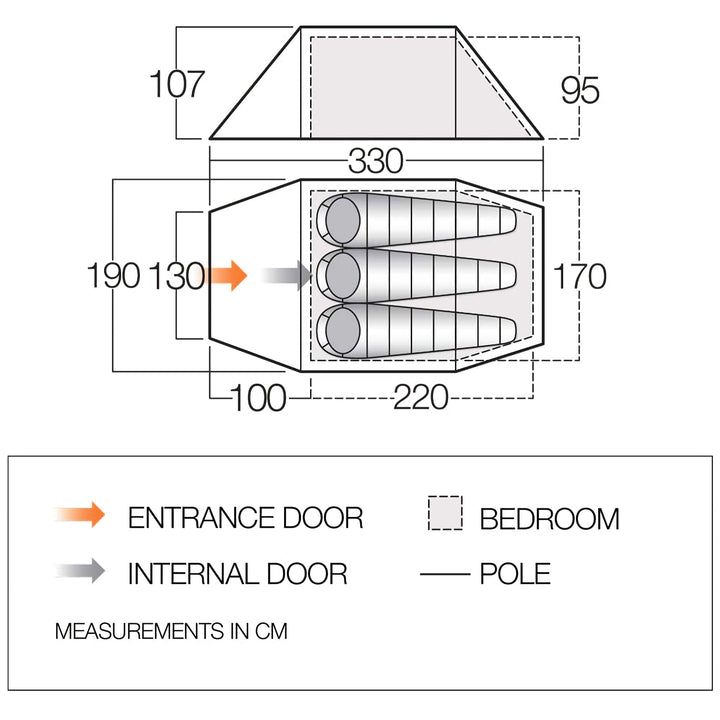 Vango Scafell 300 Technical Tent Floorplan DofE Approved