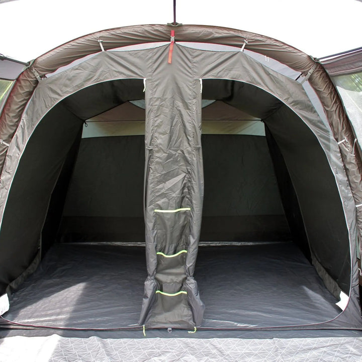 Inner tent view in the Outdoor Revolution Airedale 400T Air Tent with the inner tent doors open.