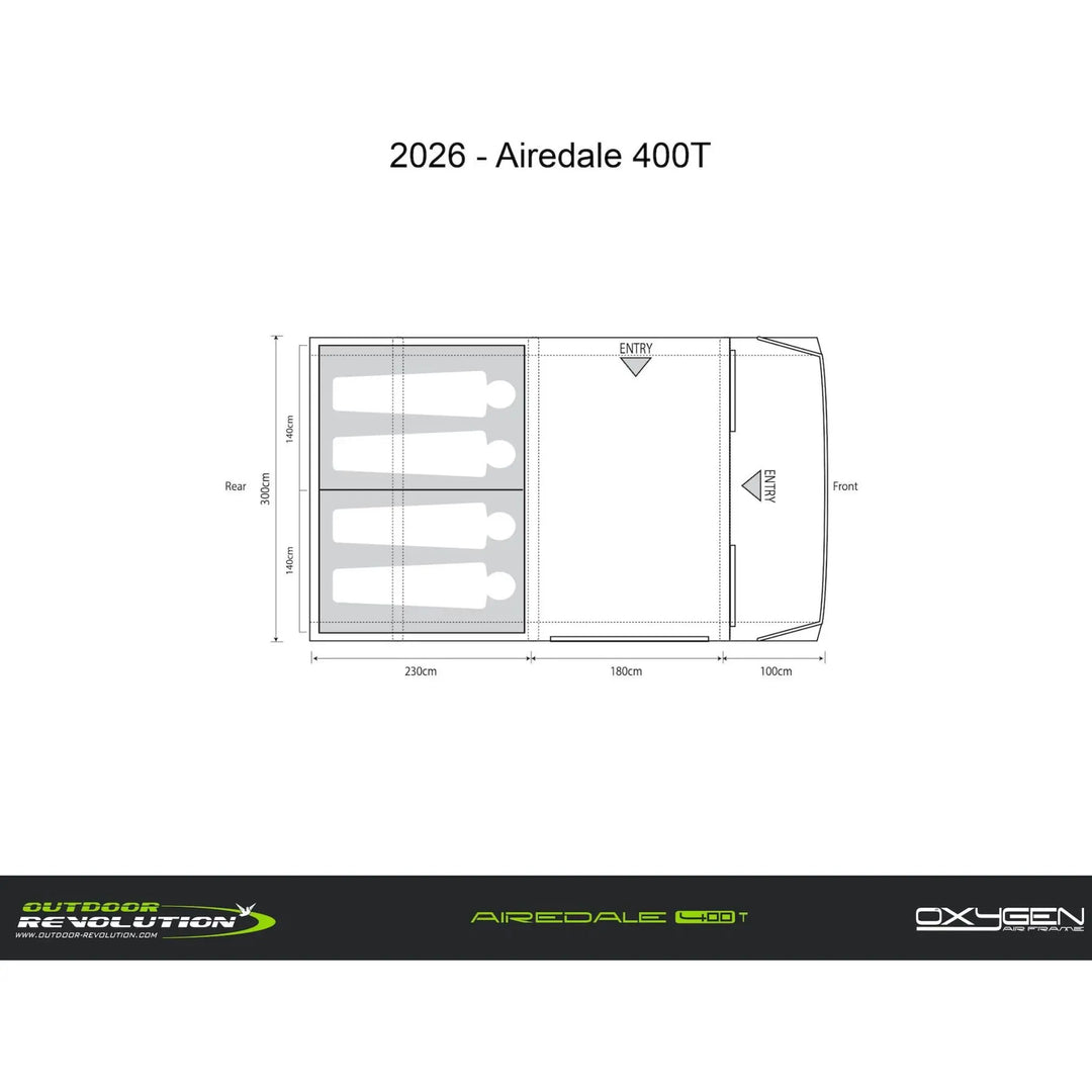 Outdoor Revolution Airedale 400T Air tent floorplan