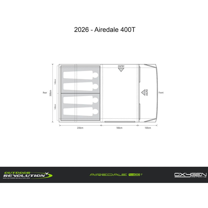 Outdoor Revolution Airedale 400T Air tent floorplan