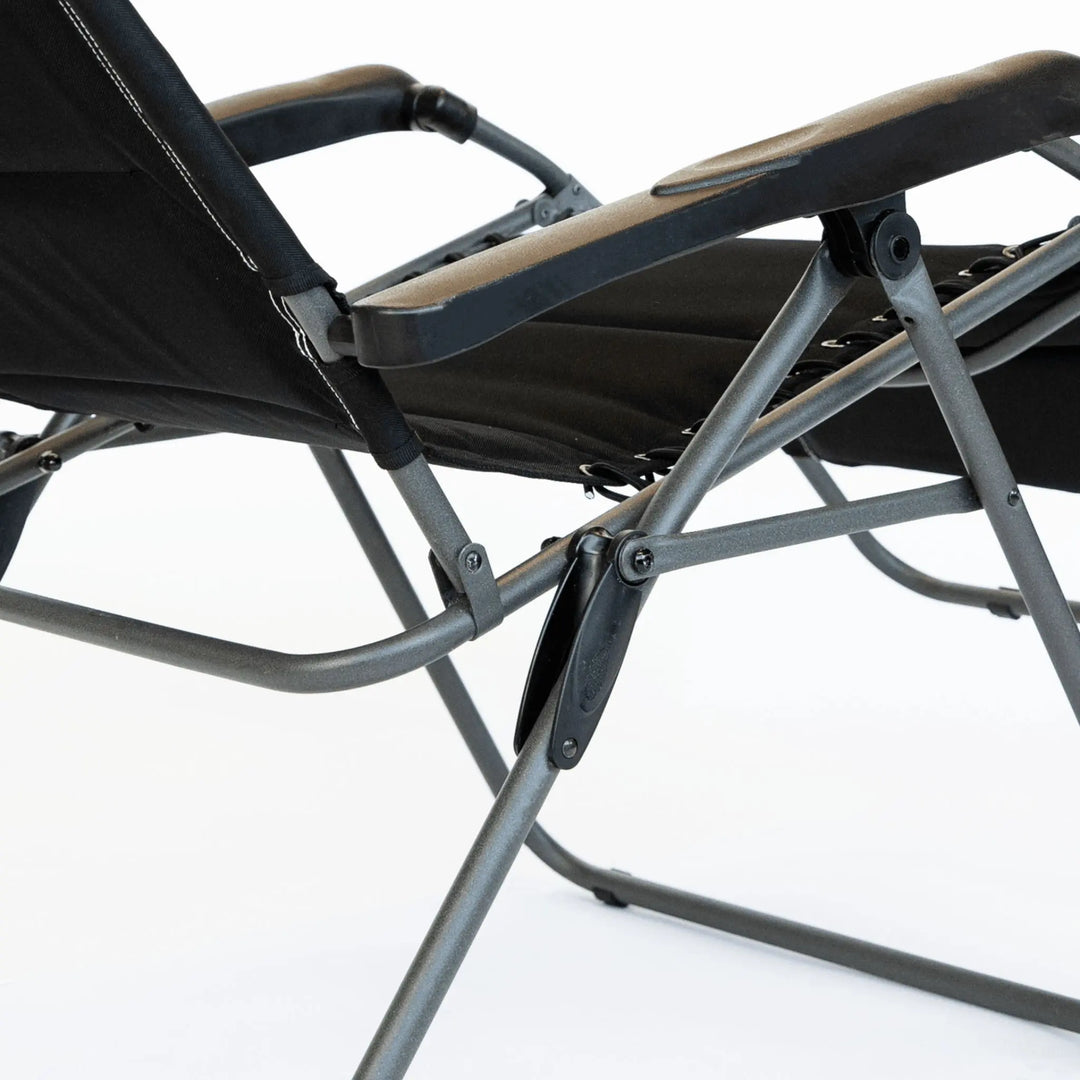 Close-up of the Dometic Serene Firenze Relaxer Chair’s reclining mechanism and sturdy frame, highlighting durability and adjustability.