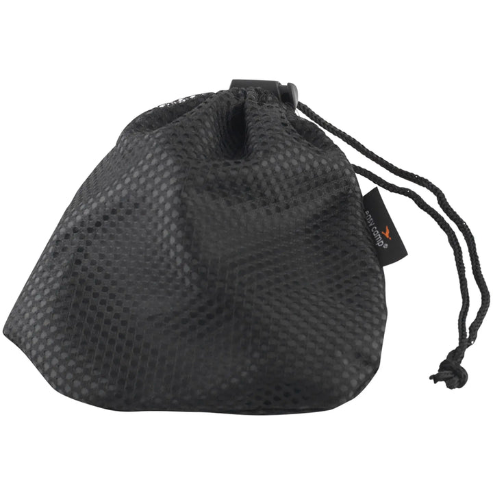 Black drawstring carry bag that comes with the Easy Camp Adventure Burner