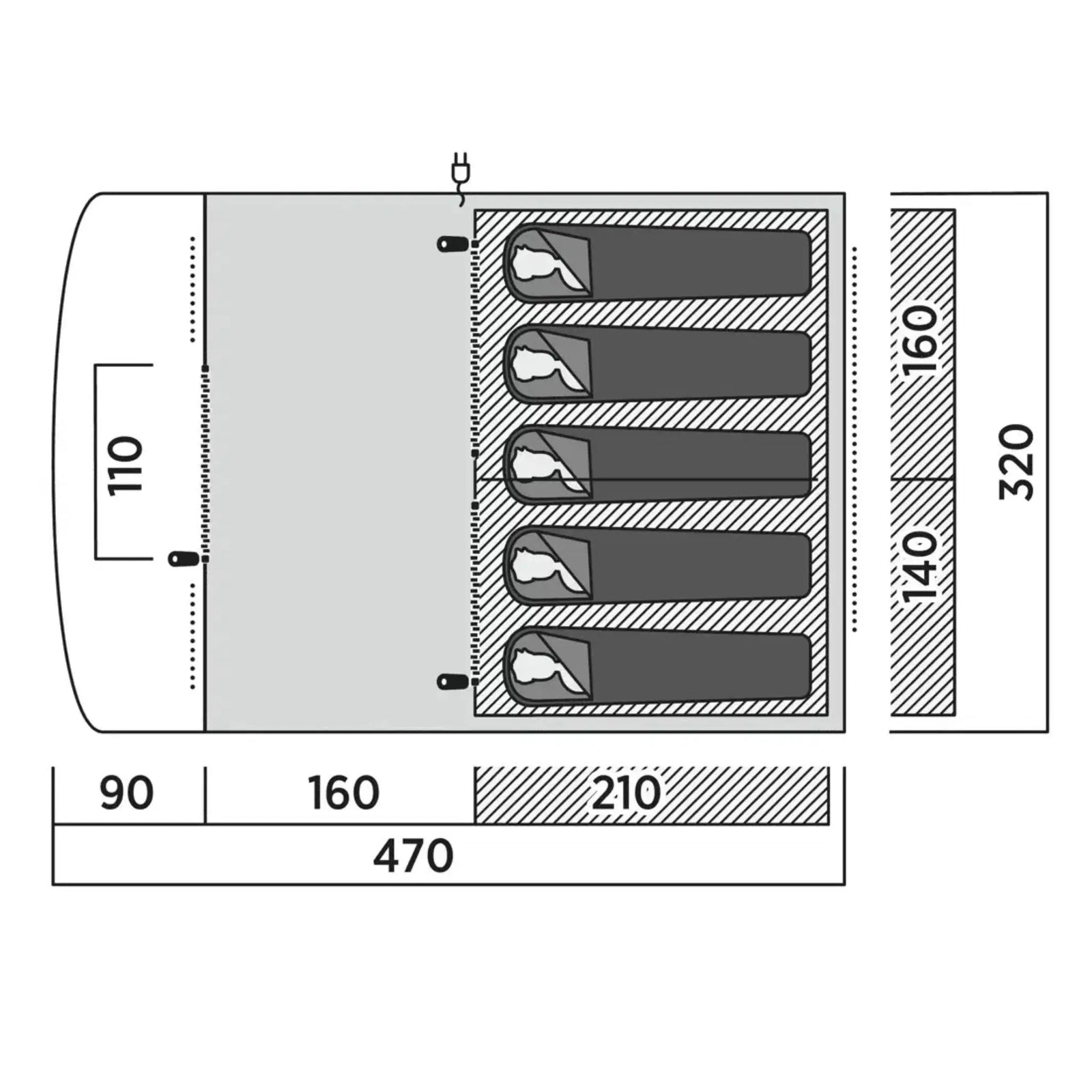 Easy Camp Brimnes 5 Air Tent Floorplan