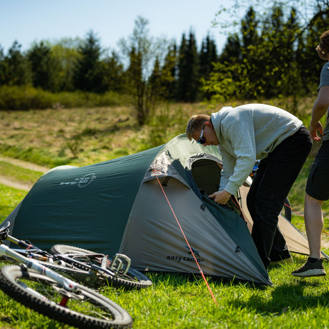 Easy Camp Energy 300 Tent Backpacking 3 man tent Rolling door open