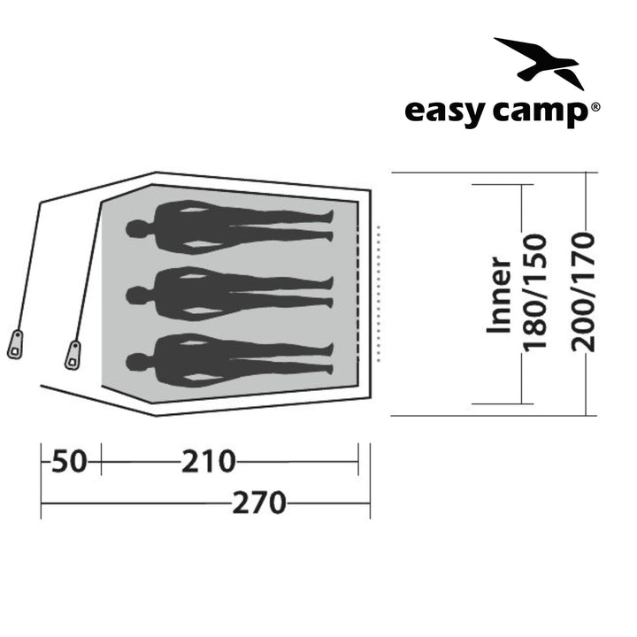 Easy Camp Energy 300 Tent Backpacking 3 man tent Floorplan