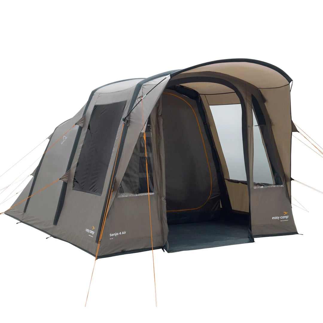 Angled view of the Easy Camp Senja 4 Air Tent with its door open