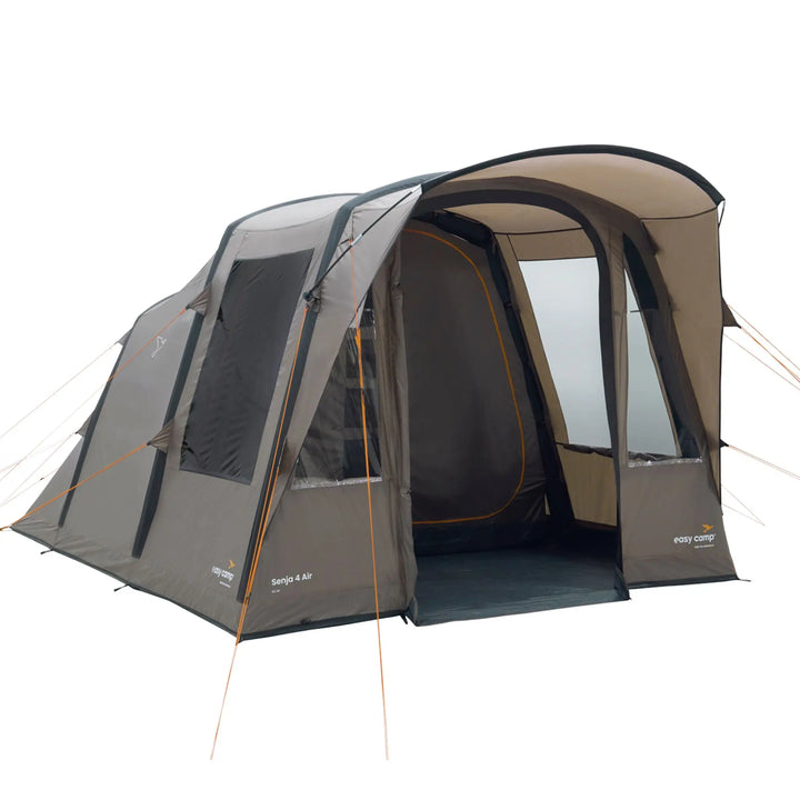 Angled view of the Easy Camp Senja 4 Air Tent with its door open