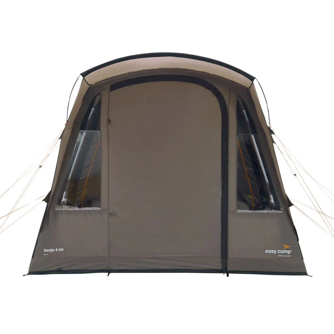 Front facing view of the Easy Camp Senja 4 Air Tent with its door closed
