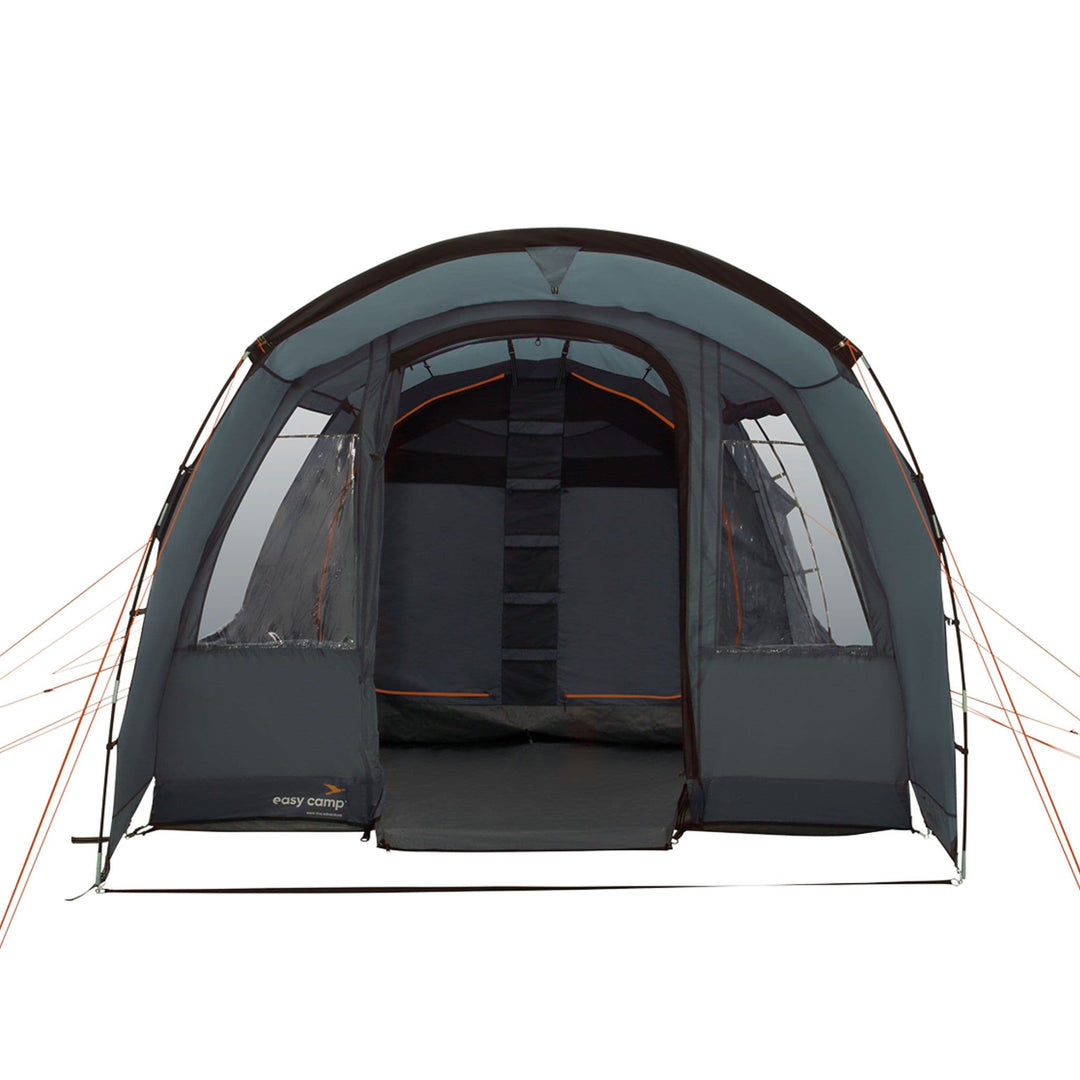 Easy Camp Skarvan 4 tent - front view with door open, showing the tent's spacious interior and easy access, ideal for 4 people camping.