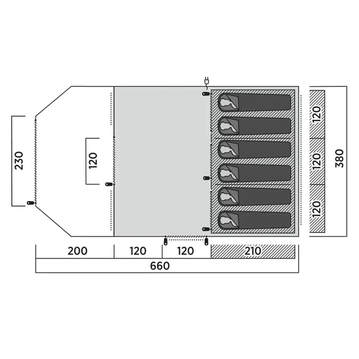Easy Camp Sola 6 Tent floorplan.