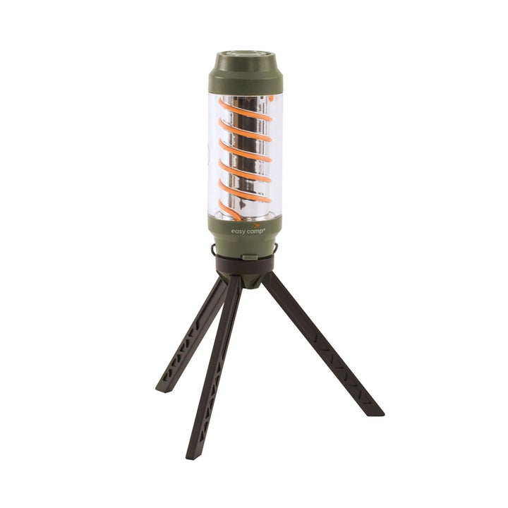 Easy Camp Wintergreen Compact Lantern with tripod stand on a white background