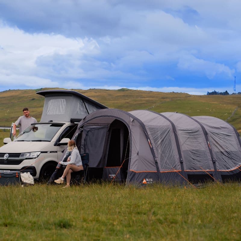 Vango Galli CC II Air Low Drive Away Awning with blue skies behind