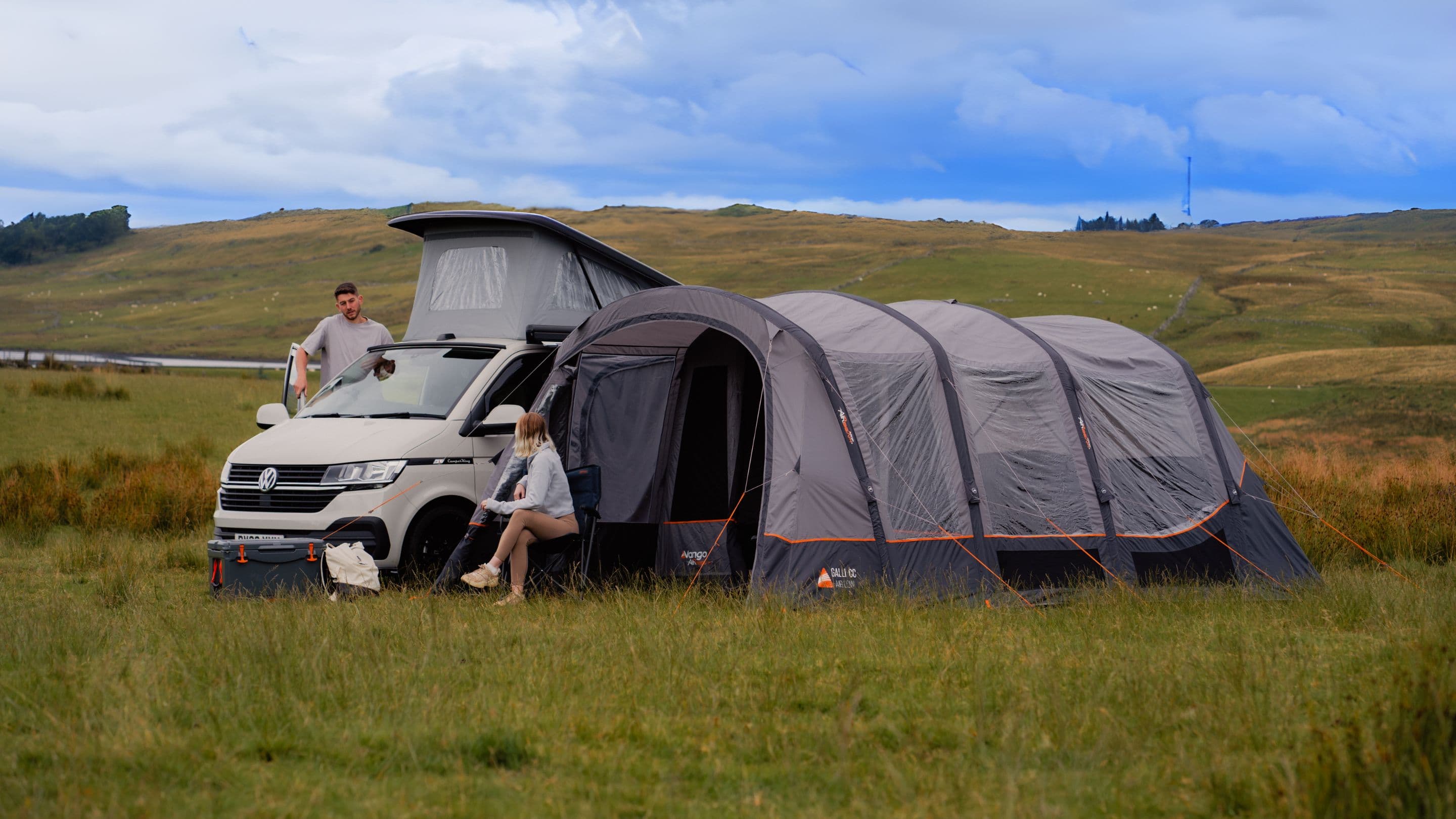 Vango Galli CC II Air Low Drive Away Awning attached to VW Campervan