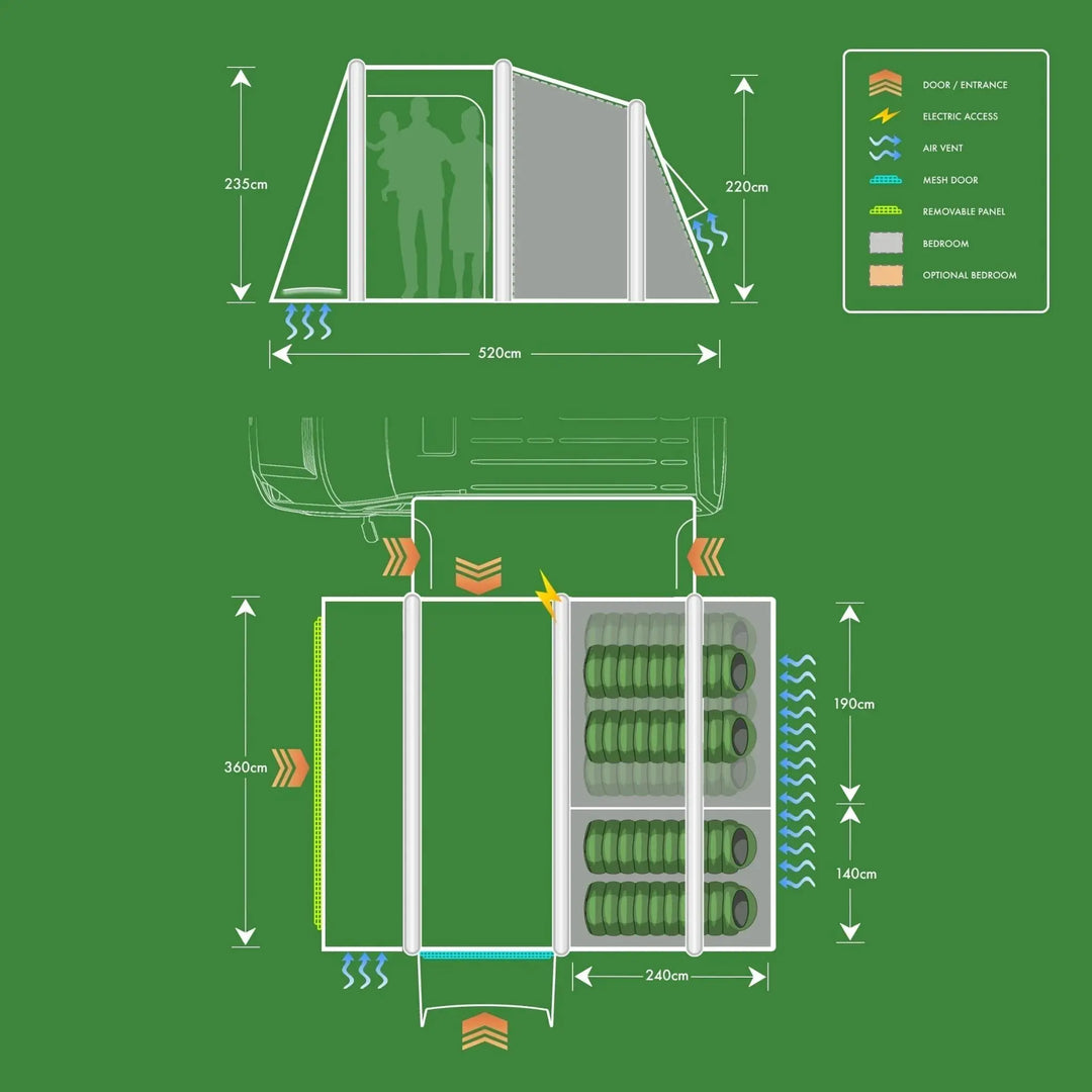 Holawild Airtek Birch 4.0 Driveaway Awning Floorplan