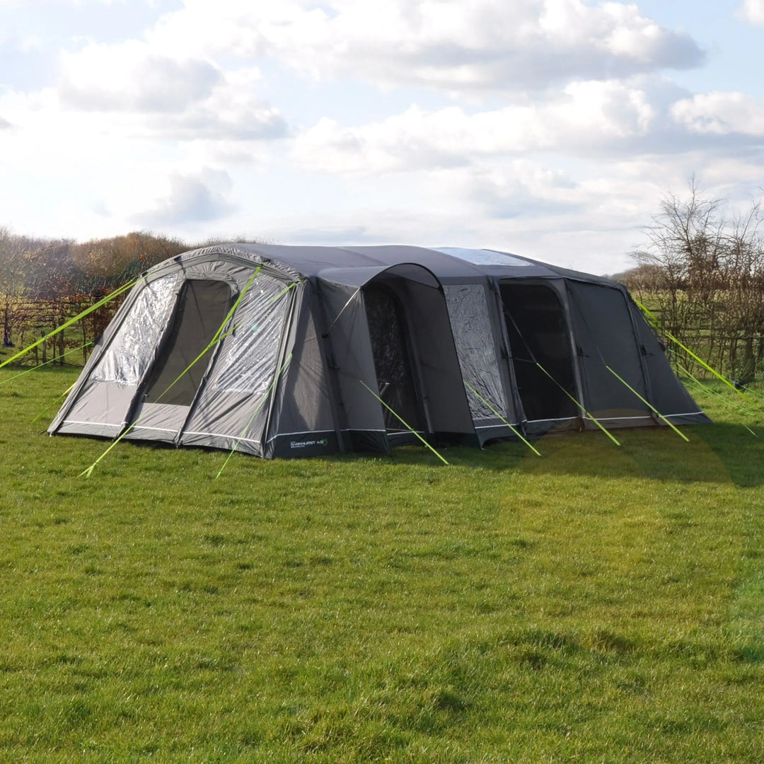 Holawild Airtek Parkhurst 4.0 Tent 4 man inflatable tent pitched outside in a field.