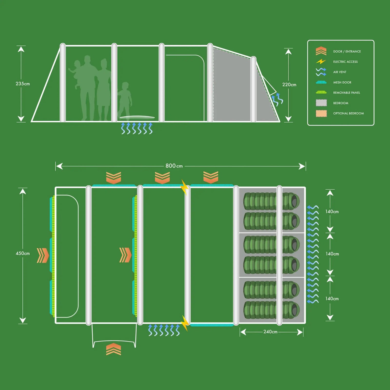 Floorplan of the Holawild Airtek Parkhurst 6.0 Tent