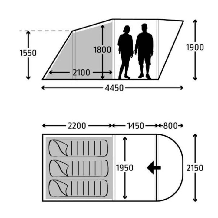 Kampa Brean 3 Air Tent Floorplan