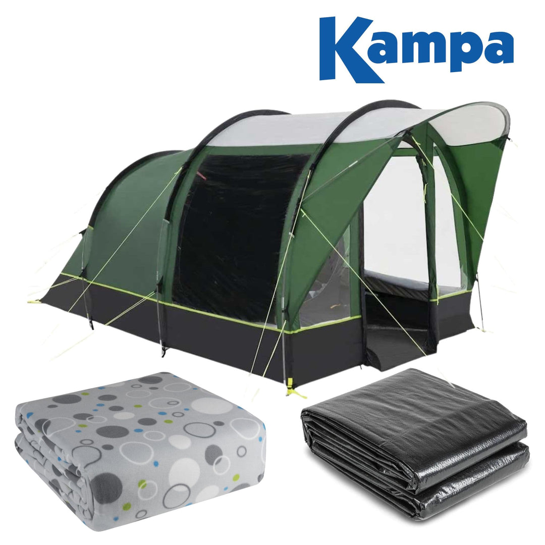 Kampa Brean 4 Poled Tent Package includes tent, carpet and footprint groundsheet