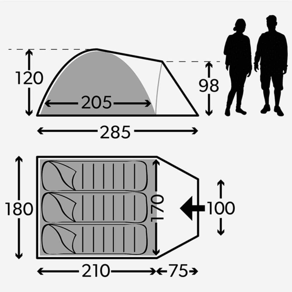 Kampa Brighton 3 Adventure Tent Floorplan