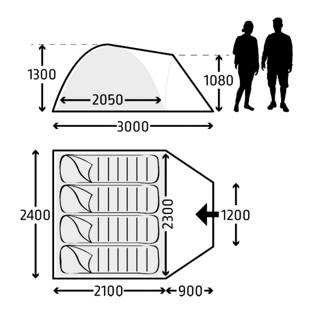 Kampa Brighton 4 Adventure Tent Floorplan