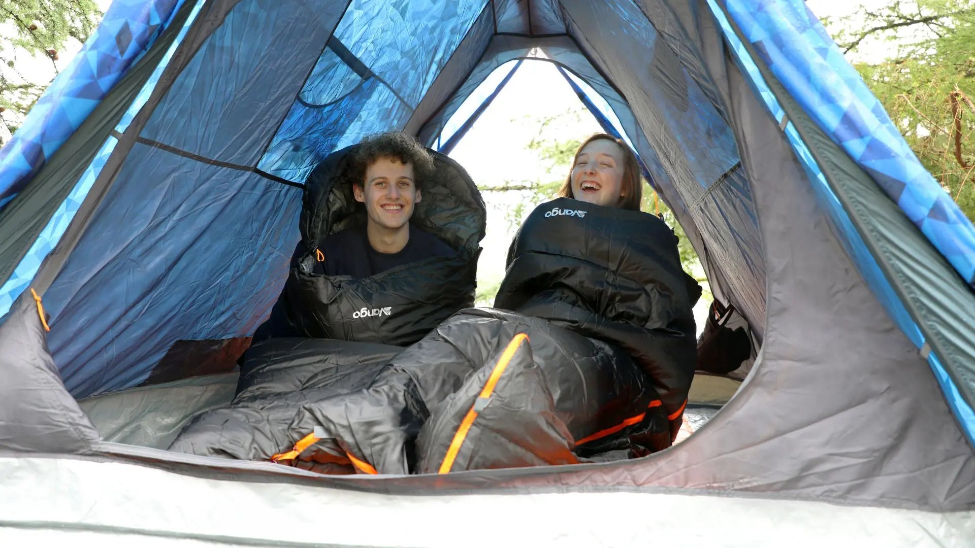 2 people in Mummy Shaped Sleeping Bags