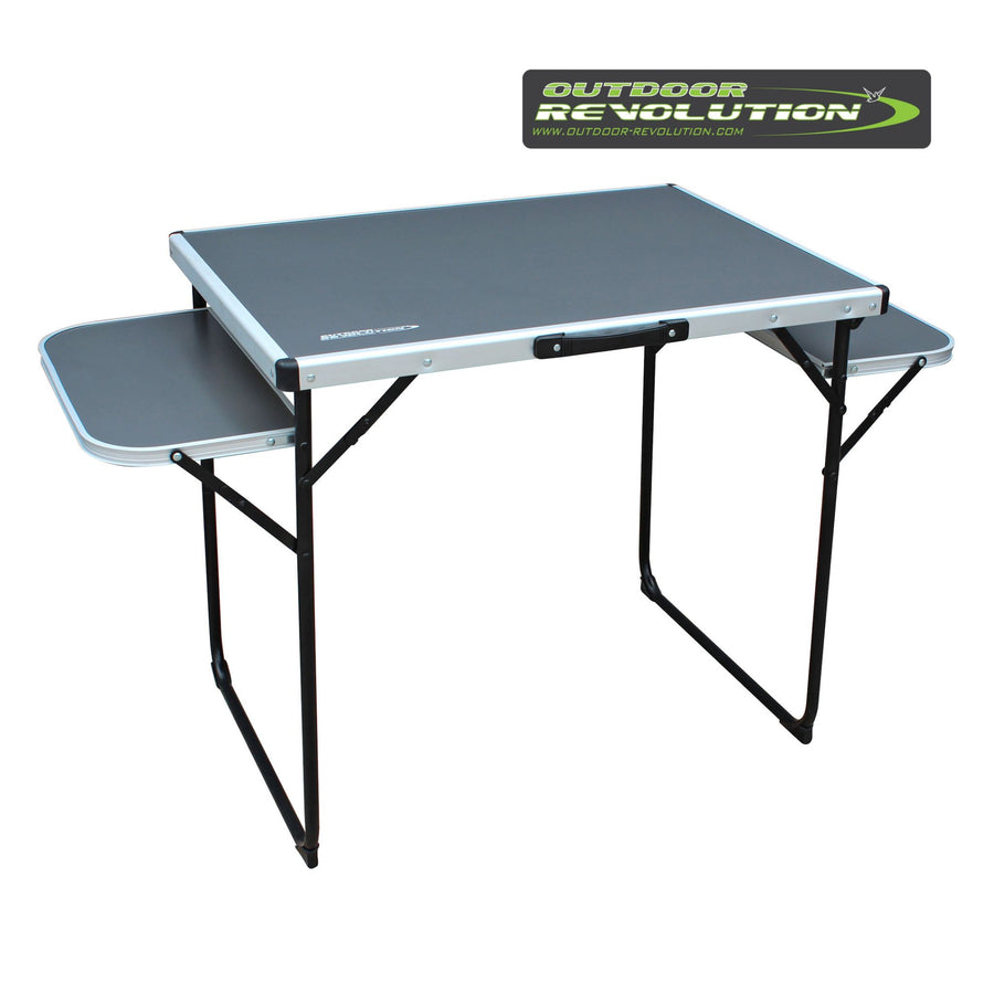 Outdoor Revolution Aluminium Top Camping Table 130 x 60cm with Folding Side Tables