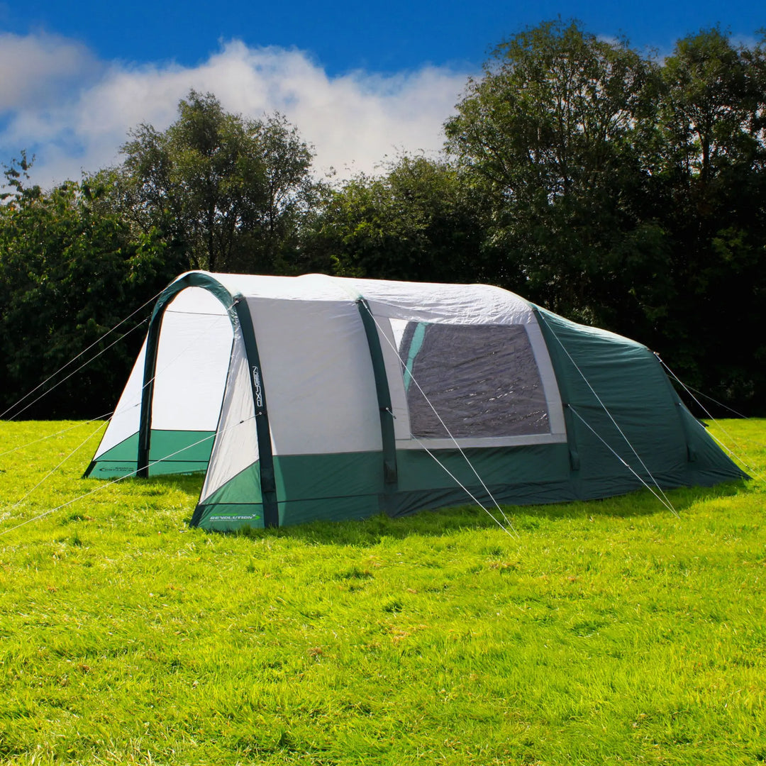 Side view of the Outdoor Revolution Atom 500 Air Tent showing its large side window.